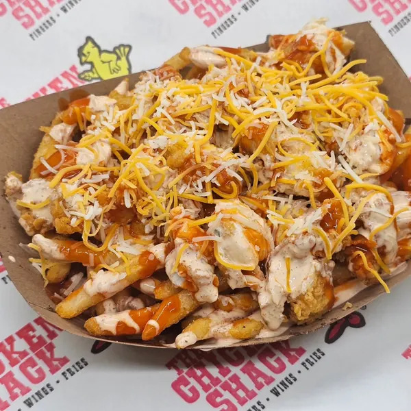 Original Buffalo Chicken Cheese Fries on the Chicken Shack liner